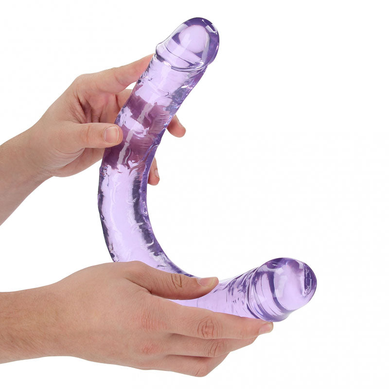 REALROCK 45 cm Double Dong -  -  45 cm (18'') Double Dong held in hands showcasing its clear design.