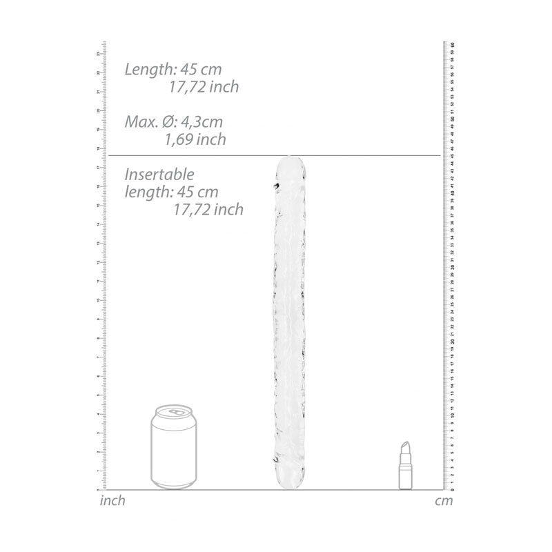 REALROCK 45 cm Double Dong -  -  45 cm (18'') Double Dong dimensions with length and insertable length measurements.