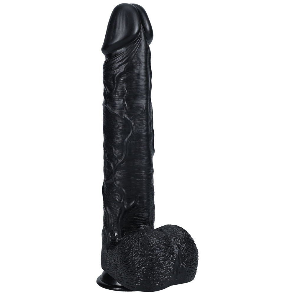 REALROCK 38cm Extra Long Dildo with Balls - realistic design and suction cup for hands-free pleasure.