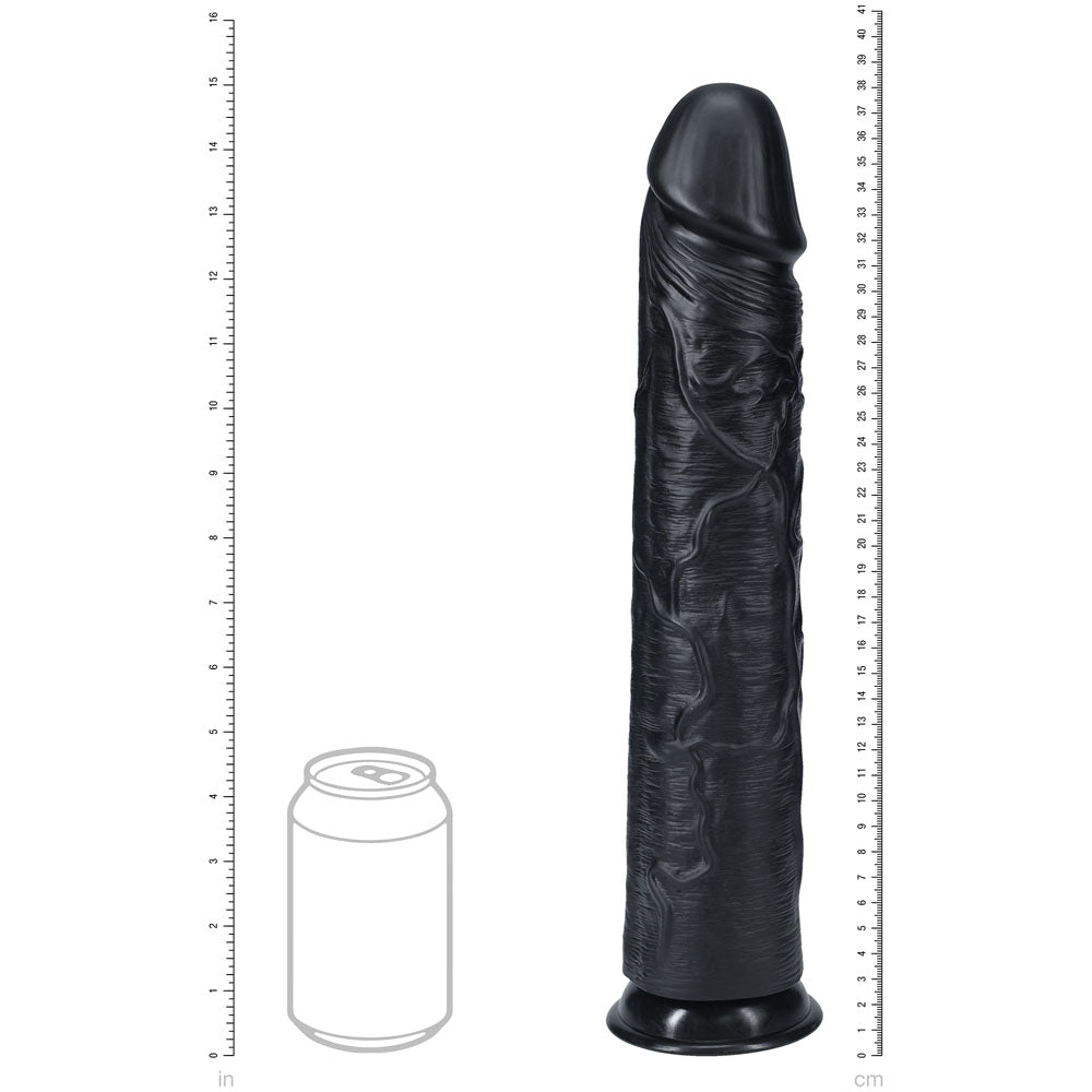 REALROCK 38cm Extra Long Dildo -  -  38 cm (15'') Extra Long Dong displayed next to a can for size reference.