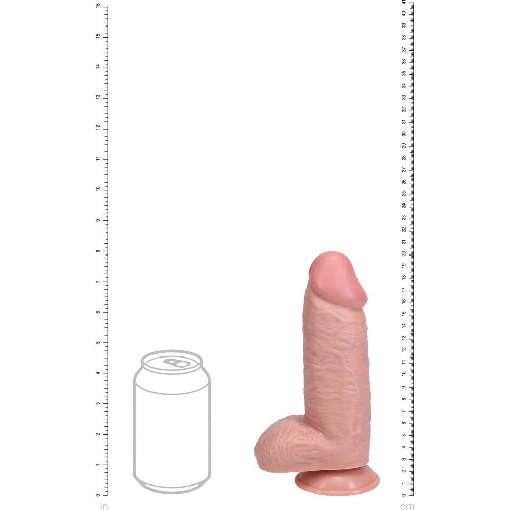 REALROCK 20cm Extra Thick Dildo with Balls -  -  20 cm (8'') Extra Thick Dong next to a can for size comparison.