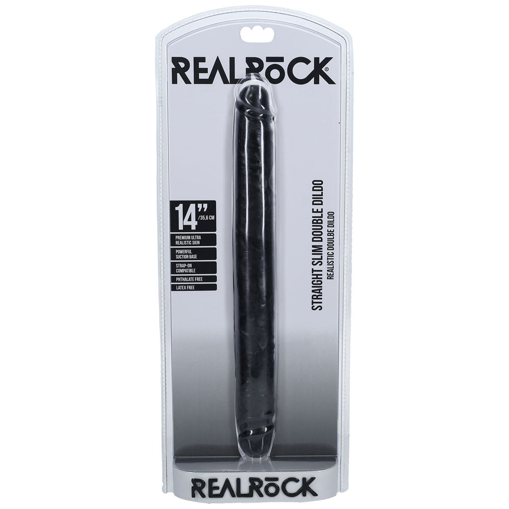 REALROCK 35cm Slim Double Dildo -  -  35 cm (14'') Double Dong in packaging, perfect for intimate essentials.