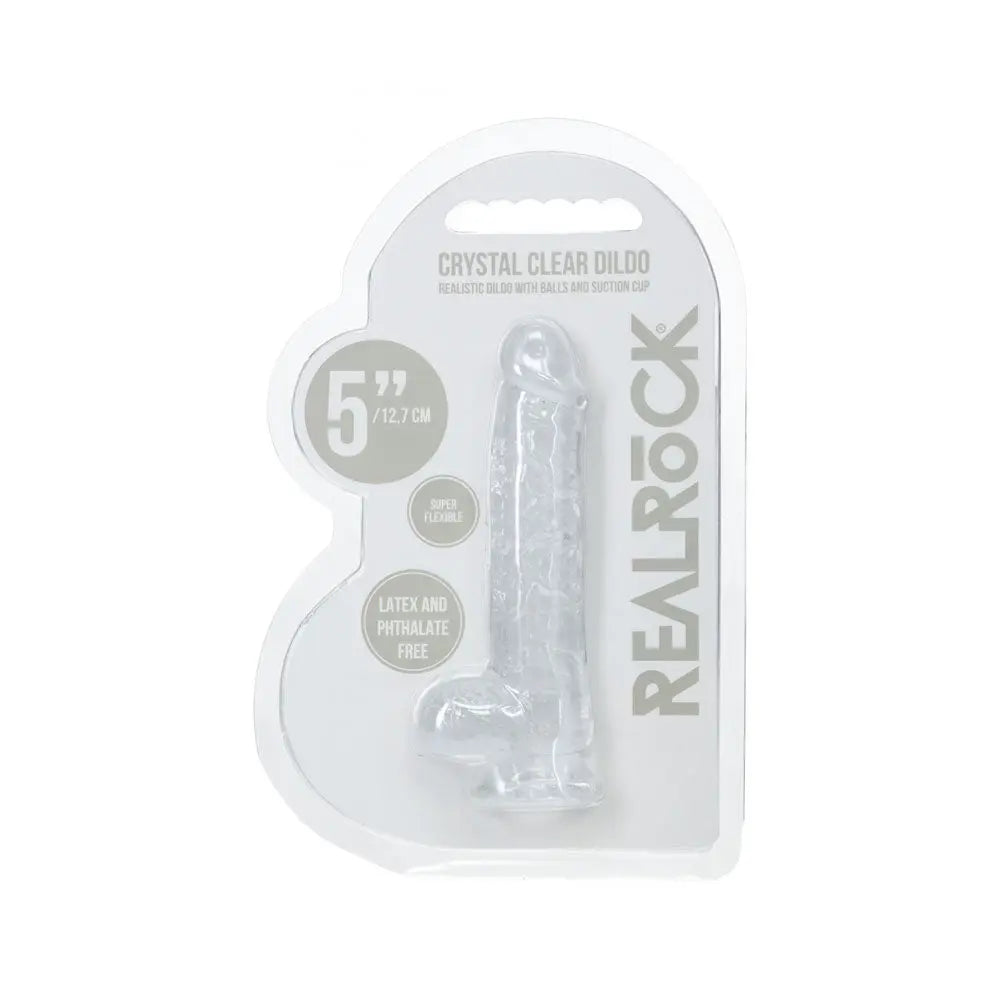 REALROCK 5'' Crystal  Dildo with Balls -  -  14.7 cm Dong Shots Toys Discreet Intimate Essentials.