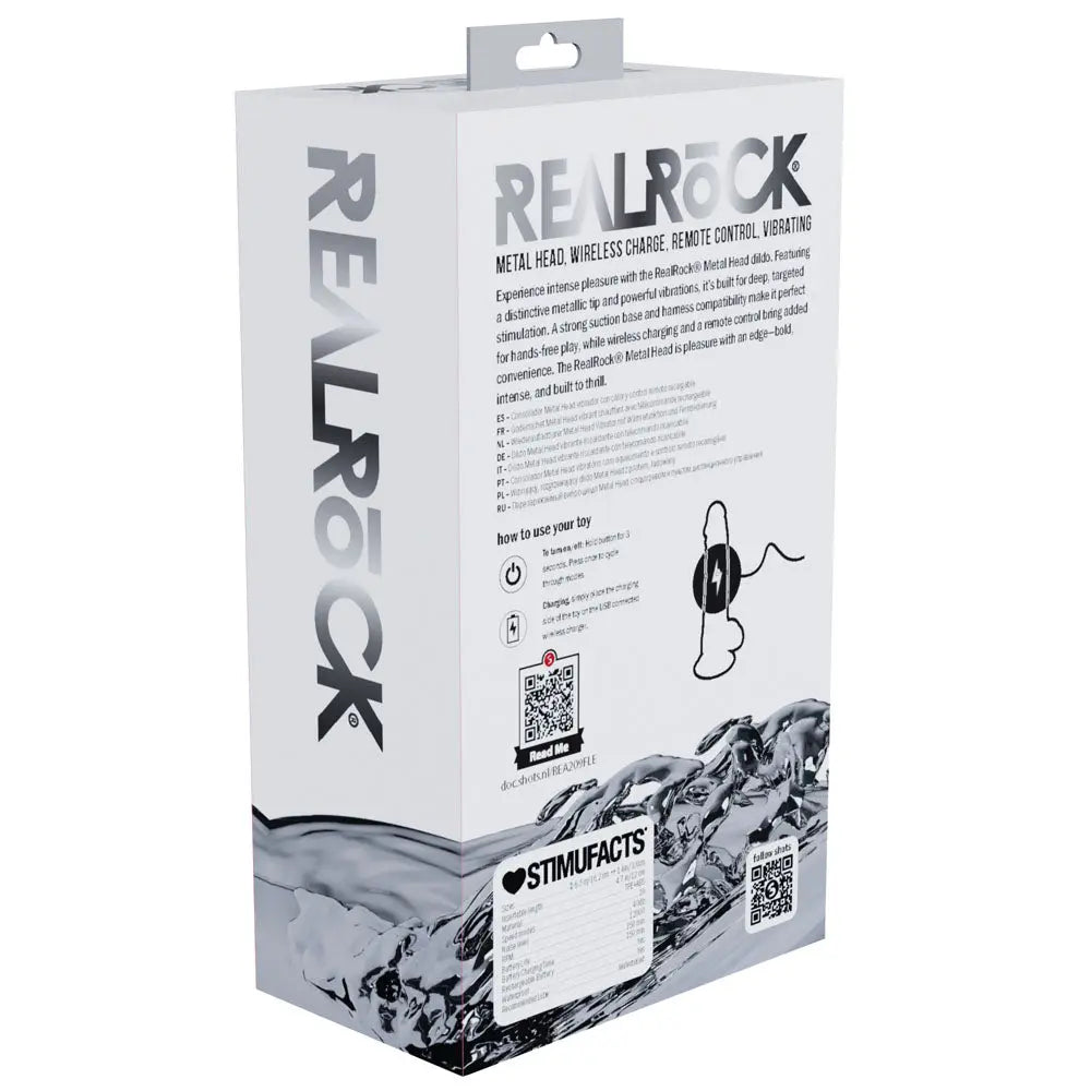 REALROCK Metal Head 6'' Rechargeable Dildo -  -  16.2 cm USB Rechargeable Vibrating Dildo with Metal Head and Wireless Remote Shots Toys Discreet Intimate Essentials.