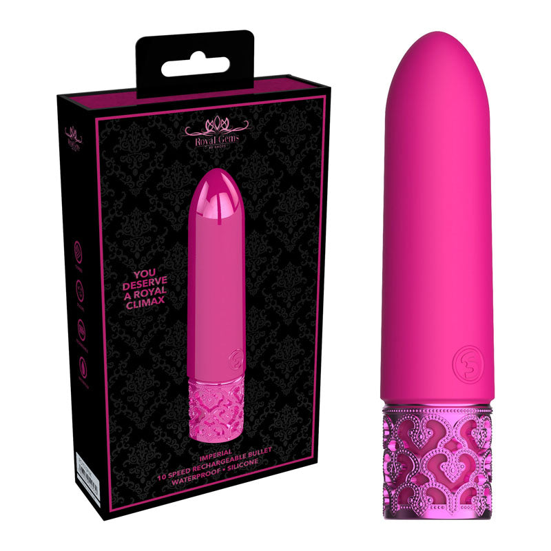 ROYAL GEMS Imperial - Silicone Rechargeable Bullet - 10 cm USB Rechargeable Bullet in elegant packaging.