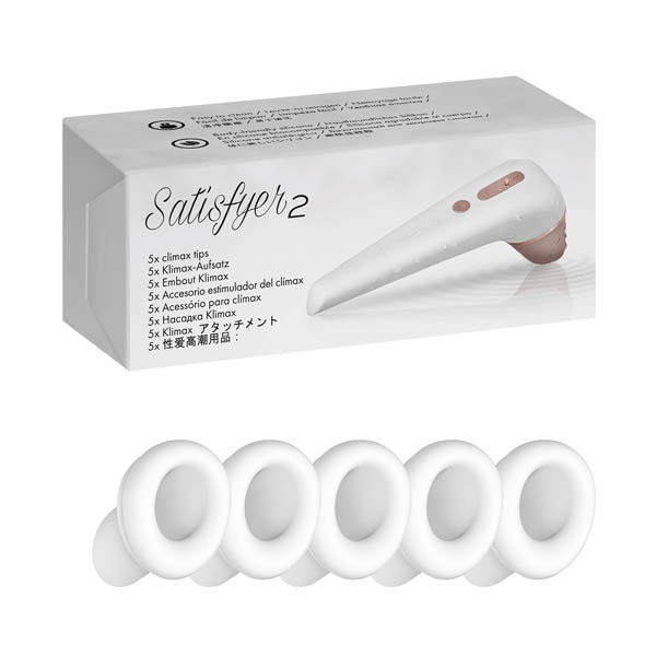 Satiyfyer 2 Climax Heads - 5 Replacement Silicone Heads for Satisfyer 2 in white for intimate essentials.