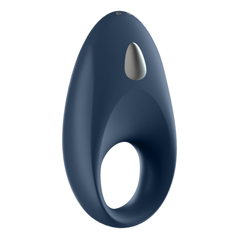 Satisfyer Mighty One - App Controlled Vibrating Cock Ring in blue silicone with ergonomic design for enhanced pleasure.