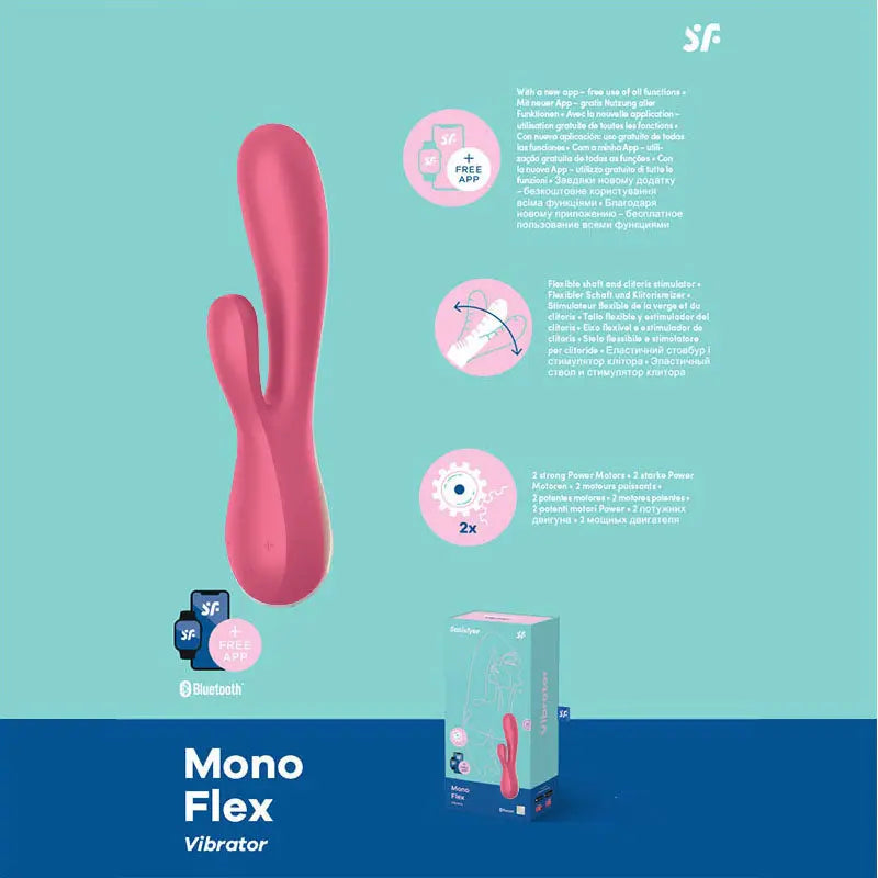 Satisfyer Mono Flex -  App Controlled USB Rechargeable Rabbit Vibrator Satisfyer Discreet Intimate Essentials.