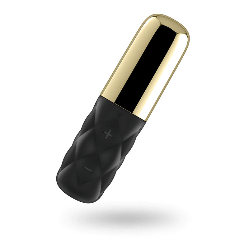 Satisfyer Mini Sparking Darling - Gold/Black USB Rechargeable Mini Vibrator with sleek design and powerful vibrations.