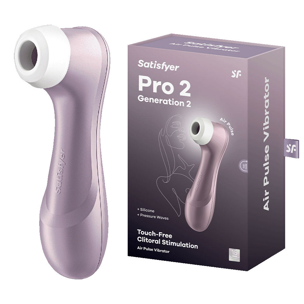 Satisfyer Pro 2 -  - Touch-Free USB-Rechargeable Clitoral Stimulator packaging and device for intimate essentials.