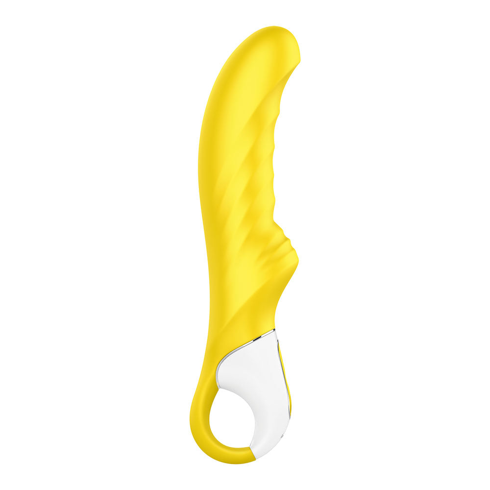 Satisfyer Vibes - Yummy Sunshine - USB Rechargeable Vibrator in a vibrant yellow color, perfect for intimate essentials for her.