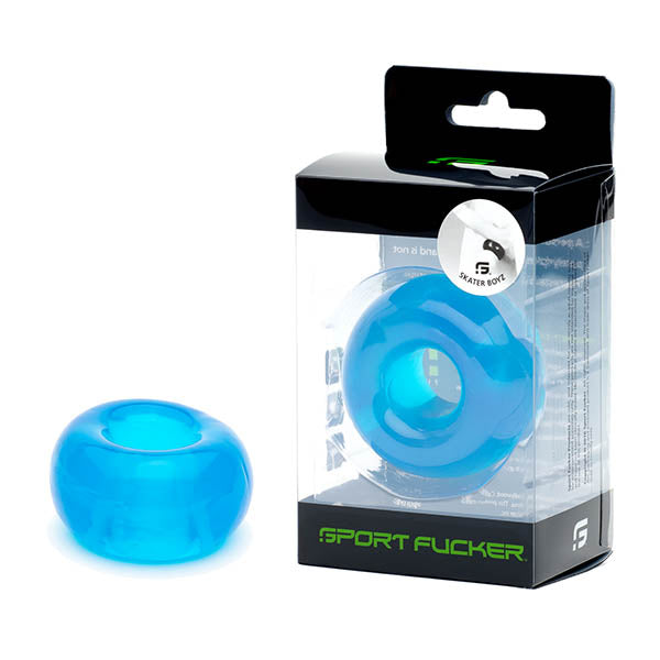 Sport Fucker Skater Boyz - Ice Cock Ring in blue packaging with donut shape, ideal for intimate essentials and male masturbation.