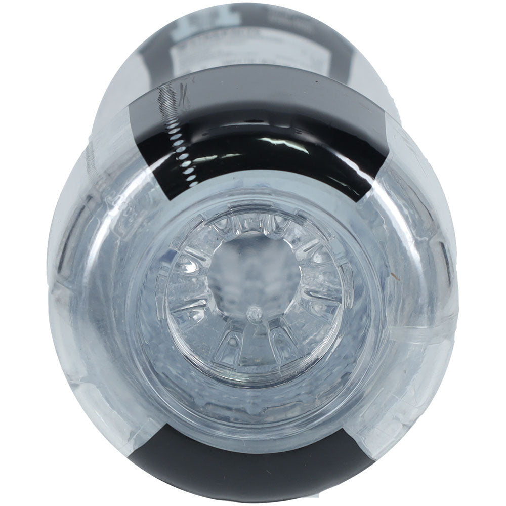 SHOTS Easy Rider -  -  Vagina Stroker from above with clear body and black accents, ideal for intimate essentials for her.