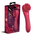 Secret Kisses ROSEGASM ROSE QUAKE - 18.8 cm USB Rechargeable Dual Ended Tapping Vibrator in packaging.