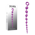 Selopa BEADED ADVENTURE - 35.5 cm Anal Beads in purple silicone with packaging design.