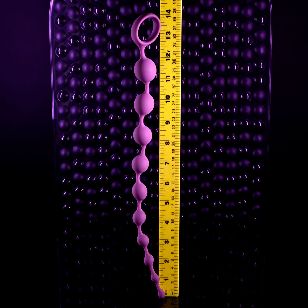 Selopa BEADED ADVENTURE -  35.5 cm Anal Beads displayed alongside a ruler for size reference.