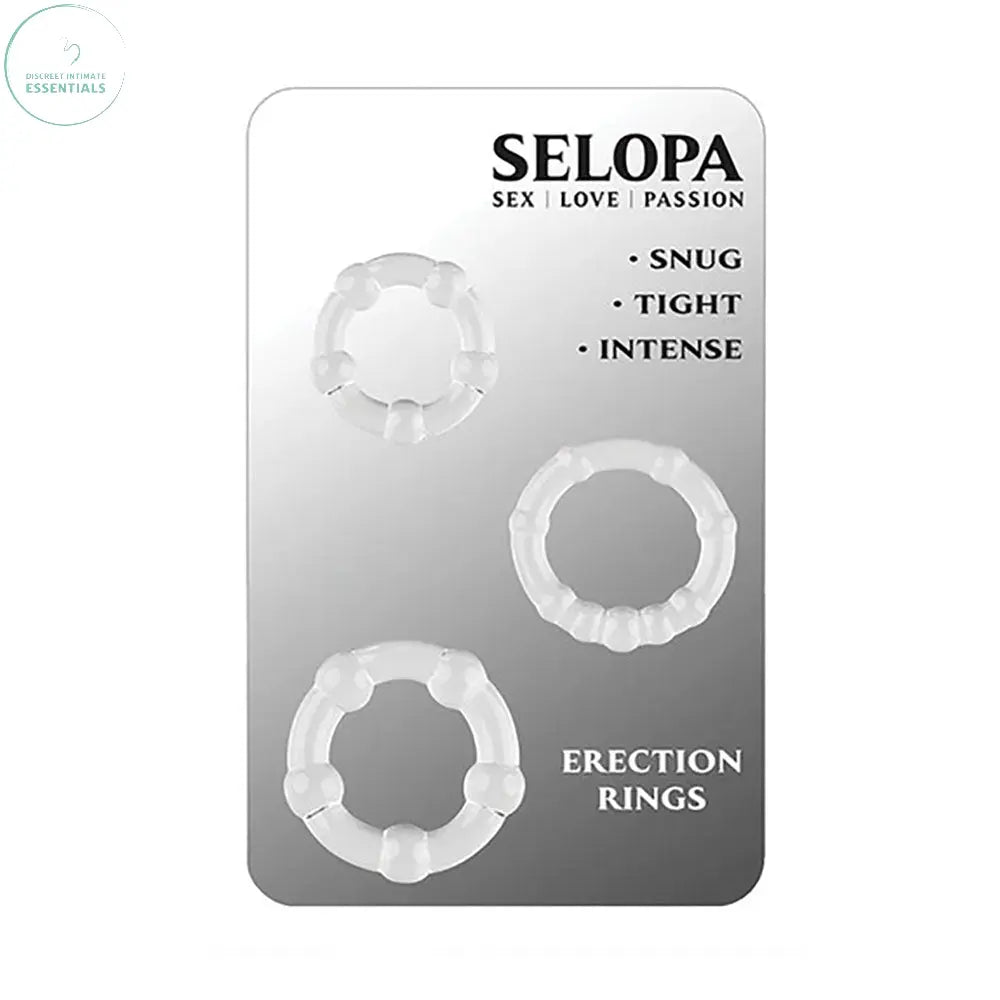 Affordable quality Selopa ERECTION RINGS -  Cock Rings - Set of 3  from Selopa by Discreet Intimate Essentials with Discreet Delivery 