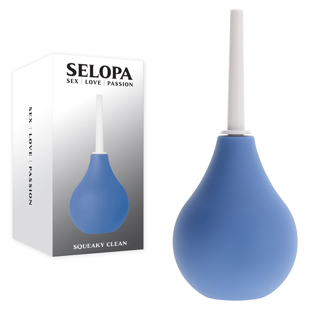 Selopa SQUEAKY CLEAN - Unisex Douche with blue design for gentle anal cleansing, waterproof and easy to store.