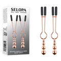 Selopa BEADED NIPPLE CLAMPS -  -  Nipple Clamps - Set of 2 in rose gold with hanging beads and rubber tips.