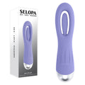 Selopa IN A FLAP - 15 cm USB Rechargeable Flicking Stimulator in a purple design with a sleek handle and packaging.