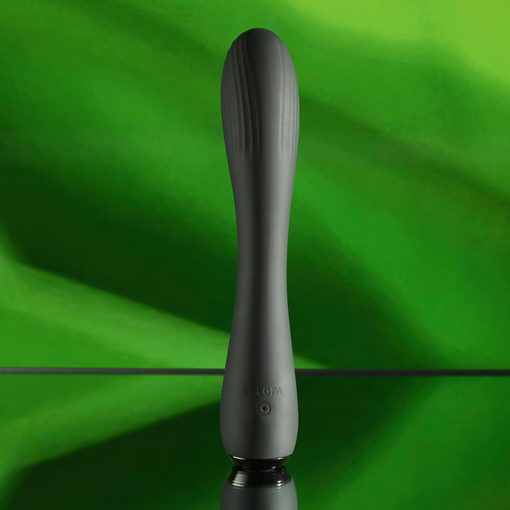 Selopa MIDNIGHT MAGIC -  20.2 cm USB Rechargeable Vibrator with textured shaft and elegant base.