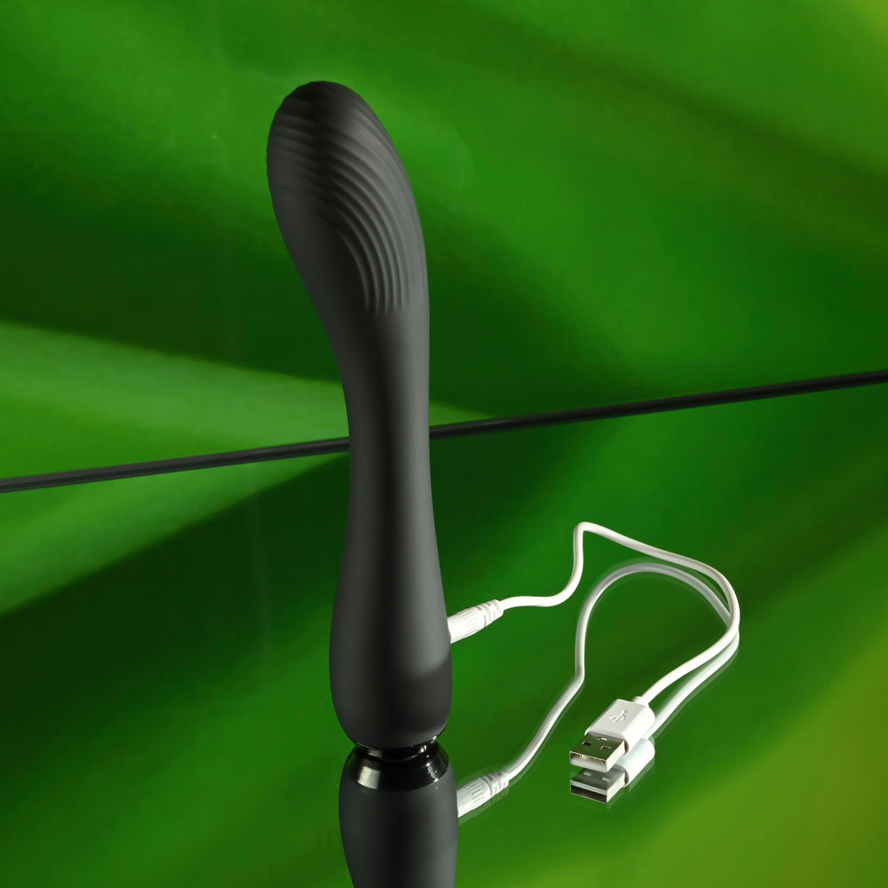 Selopa MIDNIGHT MAGIC -  20.2 cm USB Rechargeable Vibrator with textured shaft and USB cable.