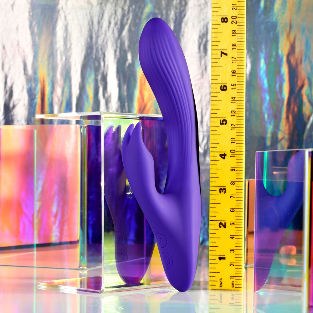 Selopa POSEABLE BUNNY - 21 cm USB Rechargeable Poseable Rabbit Vibrator displayed with measurement ruler.