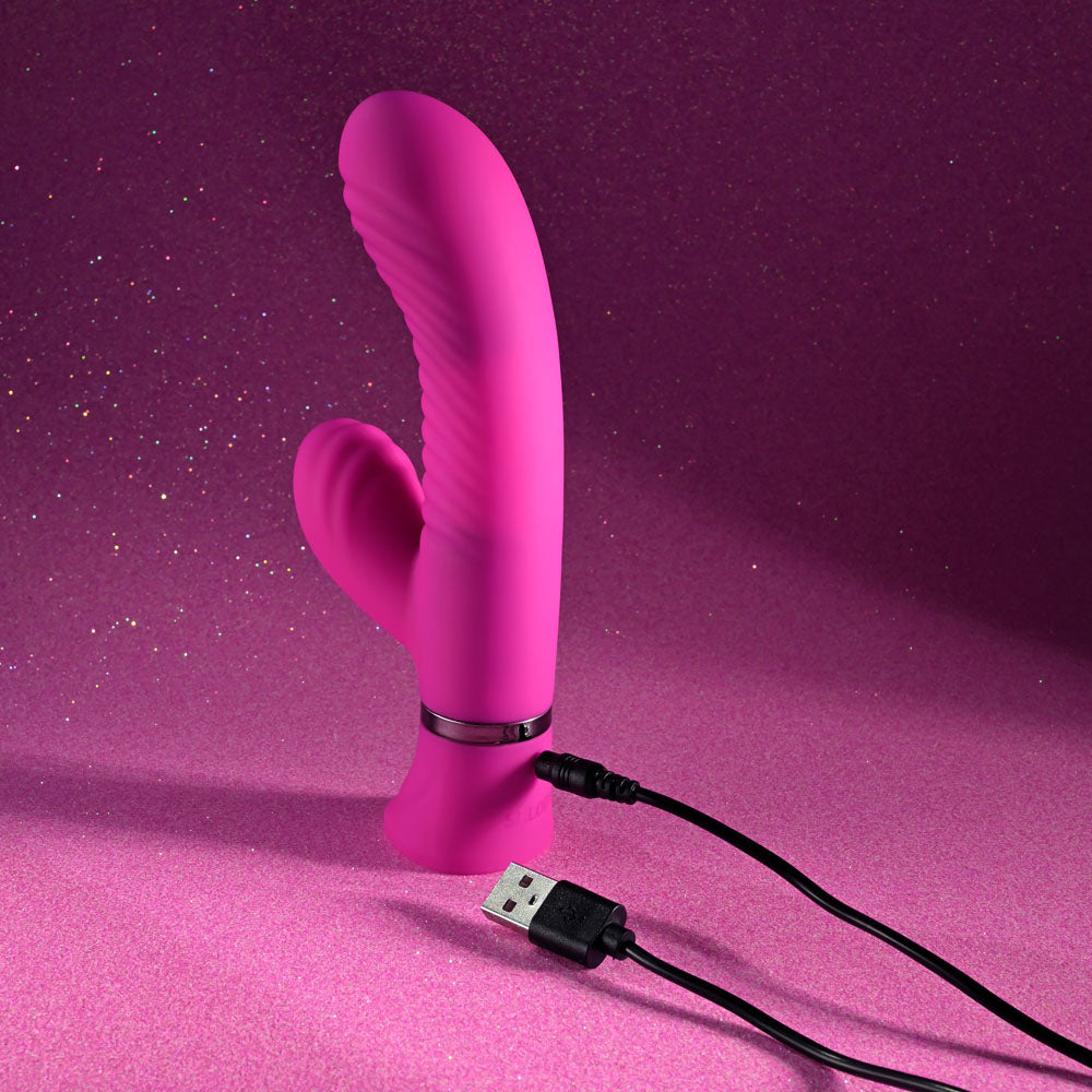 Selopa NEXT WAVE -  16.4 cm USB Rechargeable Dual Vibrator in vivid pink, designed for unique stimulation.