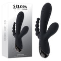 Selopa TRIPLE ACES - 19.7 cm USB Rechargeable Triple Stimulator Vibrator with sleek design and flexible anal beads.