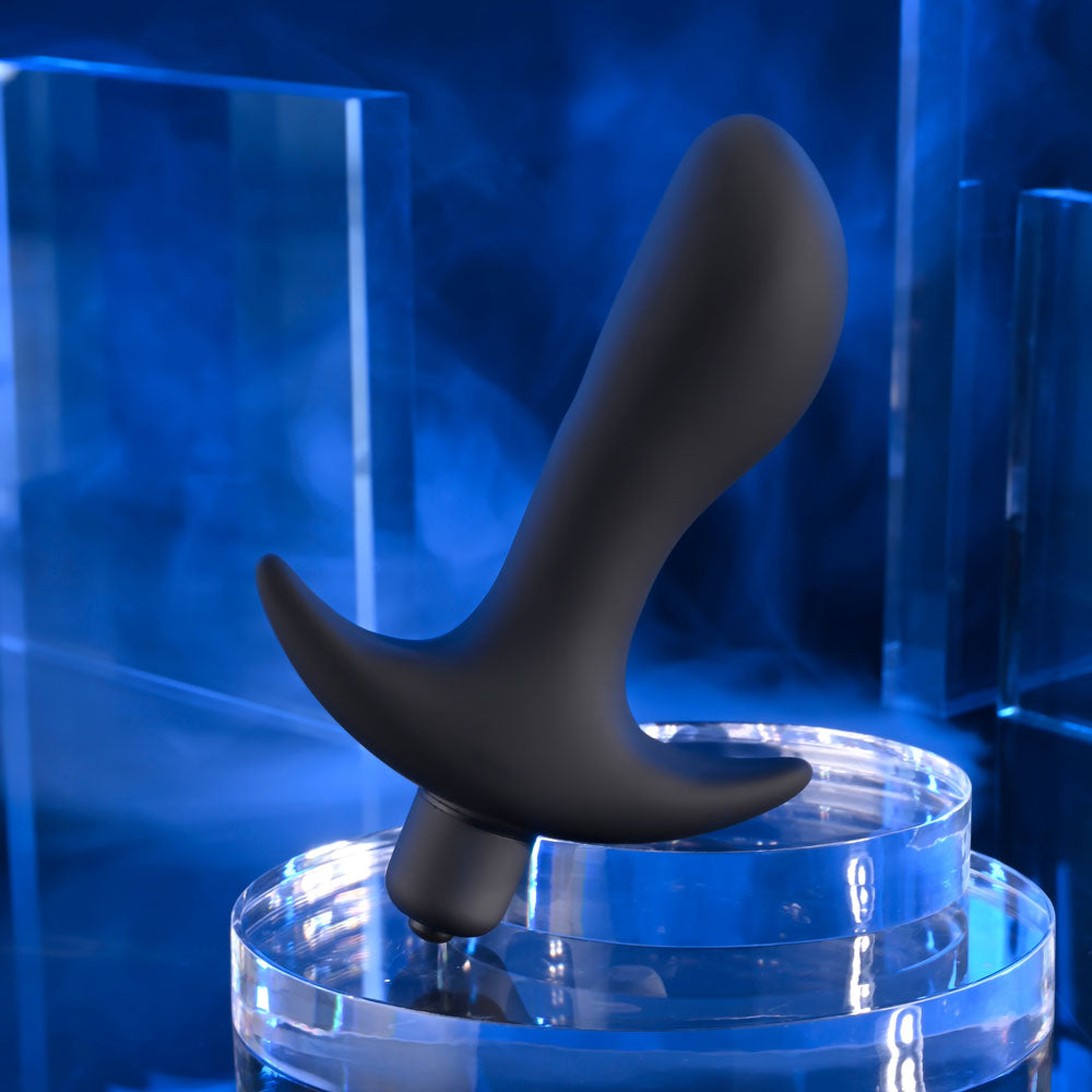 Selopa P-SPOT TRAINER -  12.7 cm Vibrating Prostate Massager displayed with blue background