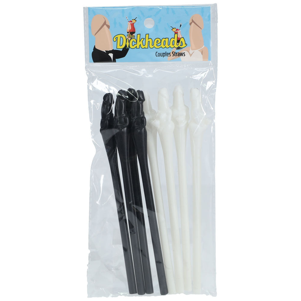 S-LINE The Dickheads - Couples Straws Black/White - Black/White Novelty Straws - 8 Pack in a clear package.