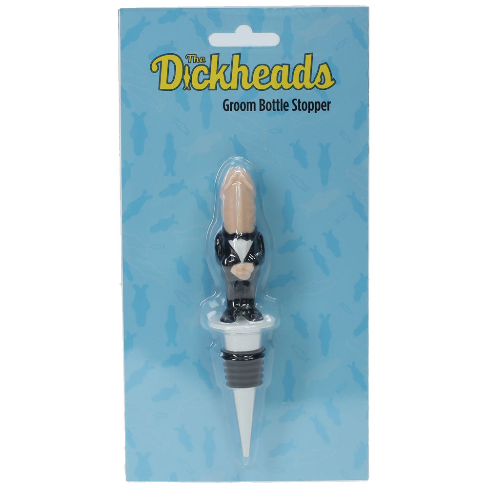 S-LINE The Dickheads - Groom Bottle Stopper - Novelty Wine Bottle Stopper in packaging with fun design.