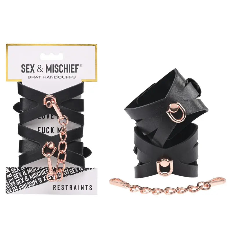 Sex & Mischief Brat Handcuffs - /Rose Gold Restraints Sportsheets Discreet Intimate Essentials.