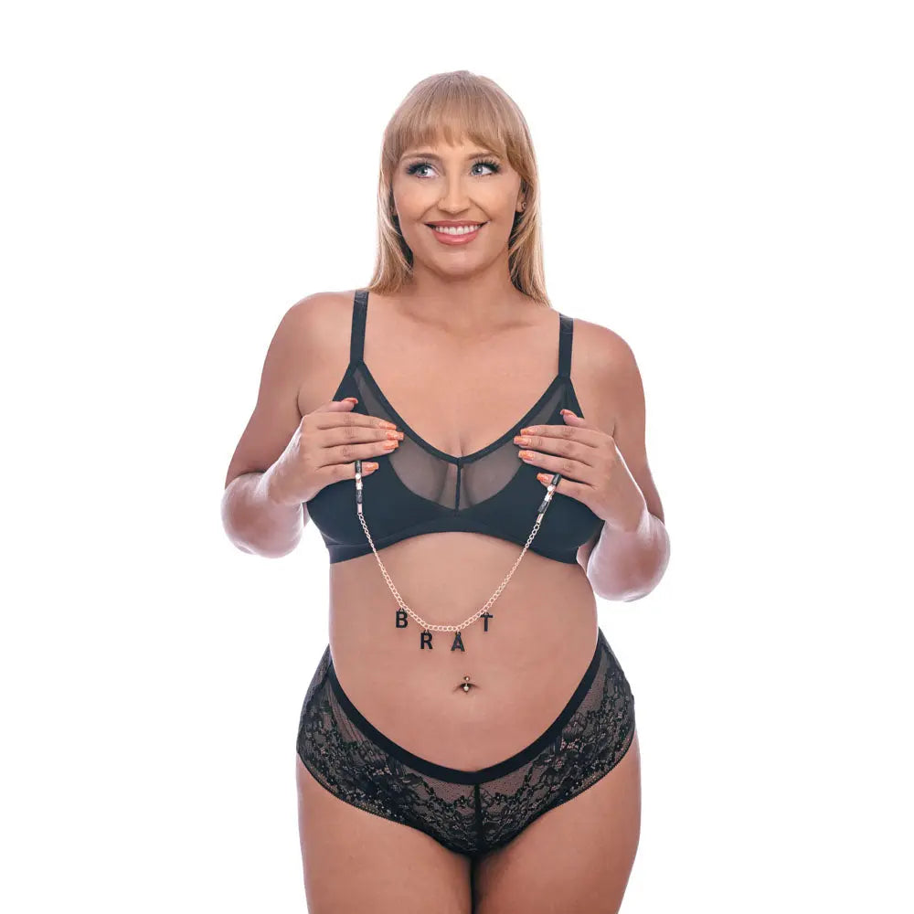 Sex & Mischief Brat Charmed Nipple Clamps -  Nipple Clamps with 45 cm Chain Sportsheets Discreet Intimate Essentials.