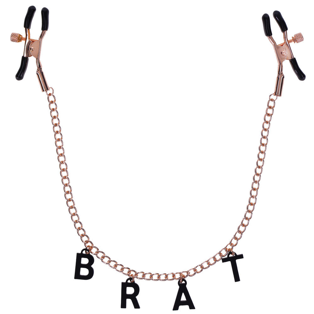 Sex & Mischief Brat Charmed Nipple Clamps -  Nipple Clamps with 45 cm Chain featuring adjustable tension for teasing.