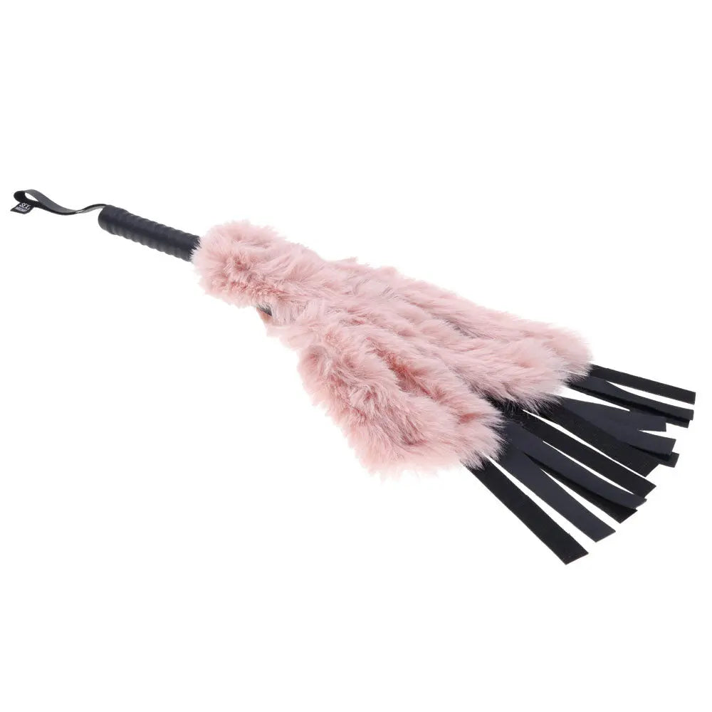 Sex & Mischief Brat Faux Fur Flogger -  50 cm Whip with Pink Faux Feather Sportsheets Discreet Intimate Essentials.