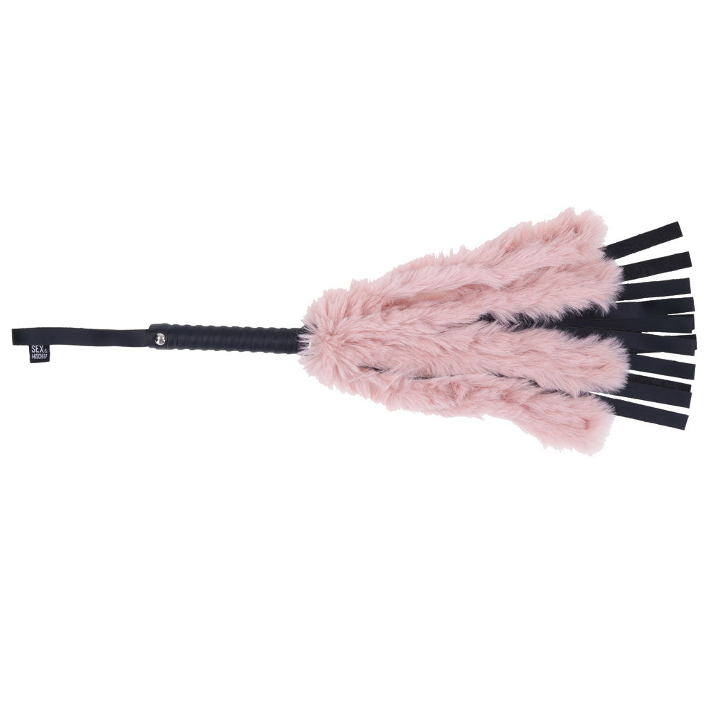 Sex & Mischief Brat Faux Fur Flogger - 50 cm Whip with Pink Faux Feather, intimate essentials for her.
