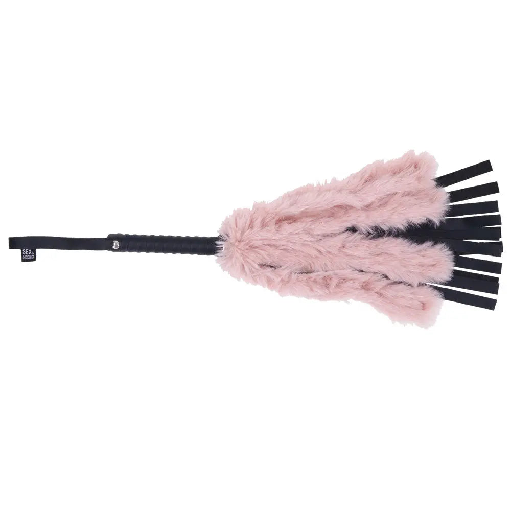 Sex & Mischief Brat Faux Fur Flogger -  50 cm Whip with Pink Faux Feather Sportsheets Discreet Intimate Essentials.