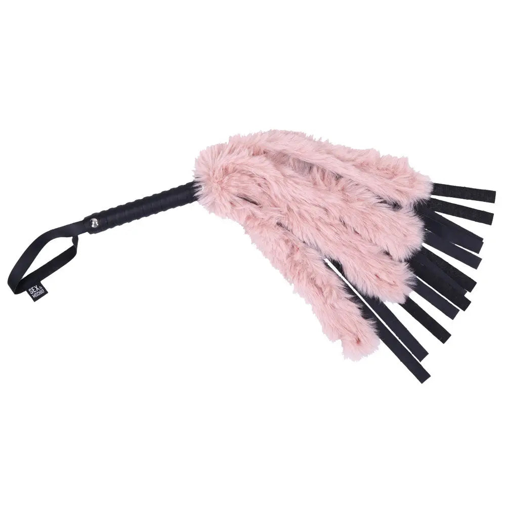 Sex & Mischief Brat Faux Fur Flogger -  50 cm Whip with Pink Faux Feather Sportsheets Discreet Intimate Essentials.