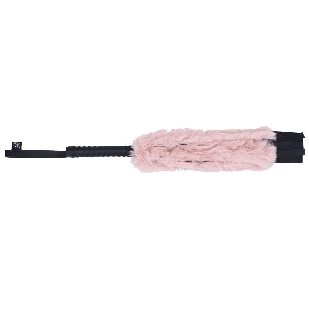 Sex & Mischief Brat Faux Fur Flogger -  50 cm Whip with Pink Faux Feather Sportsheets Discreet Intimate Essentials.