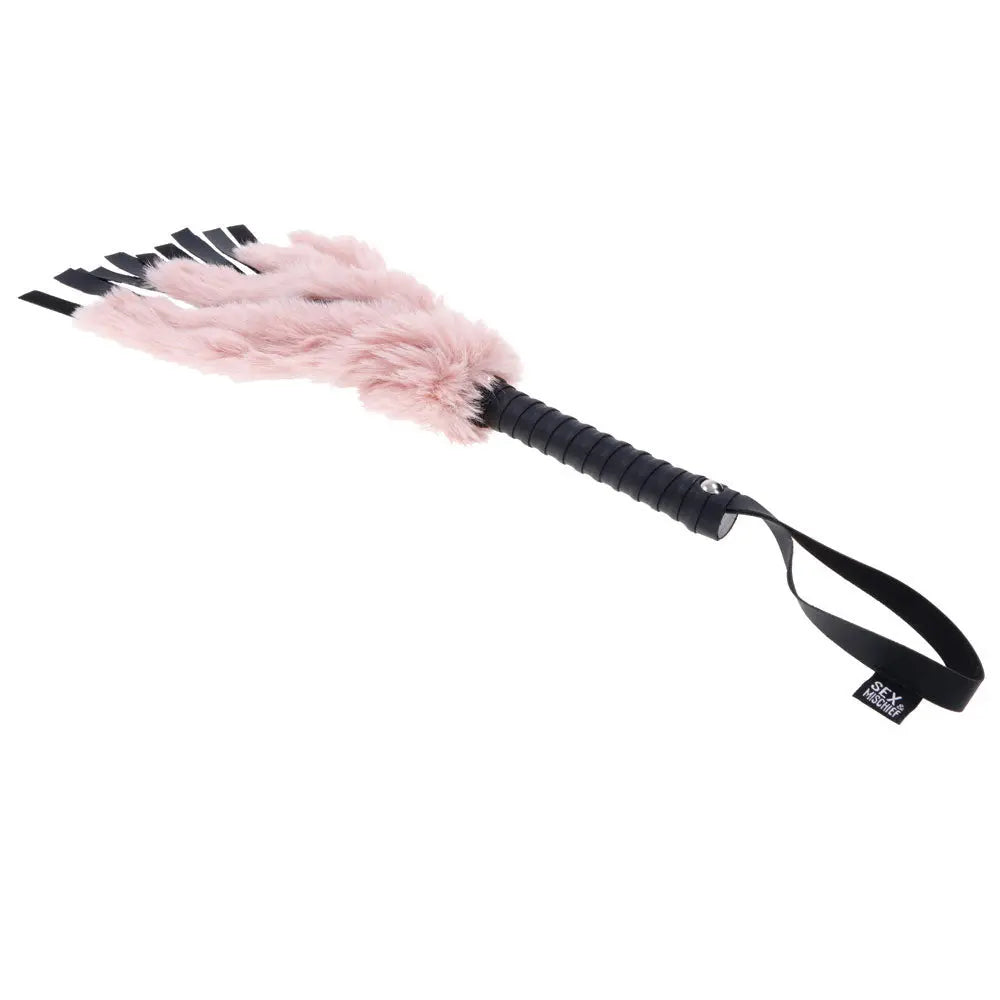Sex & Mischief Brat Faux Fur Flogger -  50 cm Whip with Pink Faux Feather Sportsheets Discreet Intimate Essentials.
