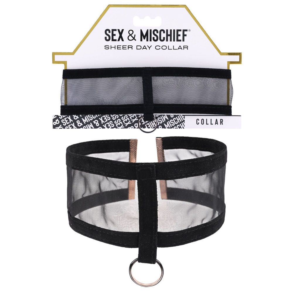 Sex & Mischief Sheer Day Collar -  Collar with black and gold accents, perfect for adding allure to any outfit.