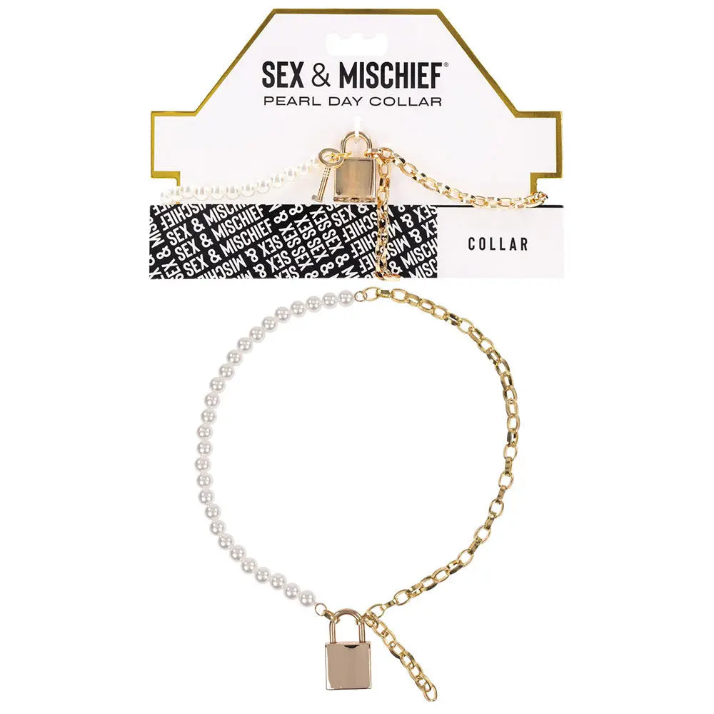Sex & Mischief Pearl Day Collar - Pearl/Gold Necklace Sportsheets Discreet Intimate Essentials.