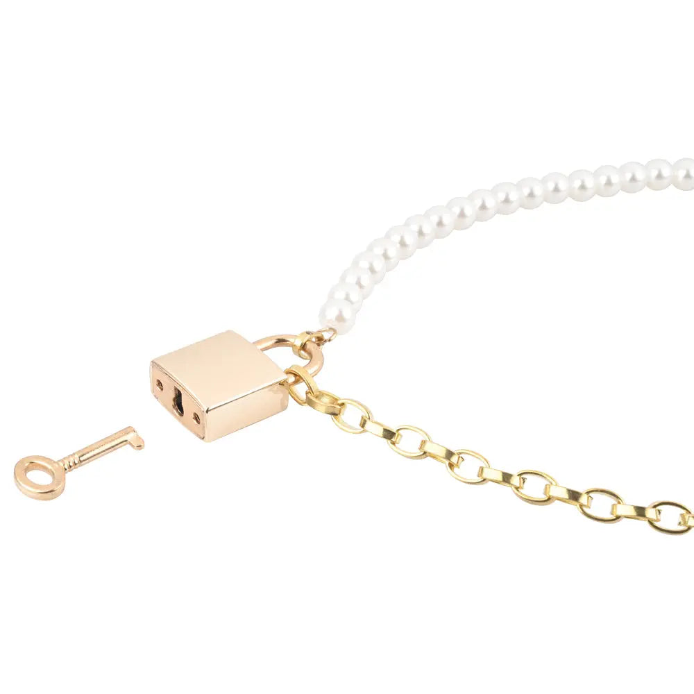Sex & Mischief Pearl Day Collar - Pearl/Gold Necklace Sportsheets Discreet Intimate Essentials.