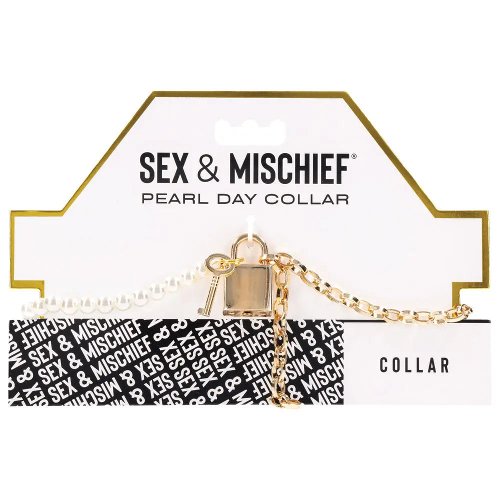 Sex & Mischief Pearl Day Collar - Pearl/Gold Necklace Sportsheets Discreet Intimate Essentials.