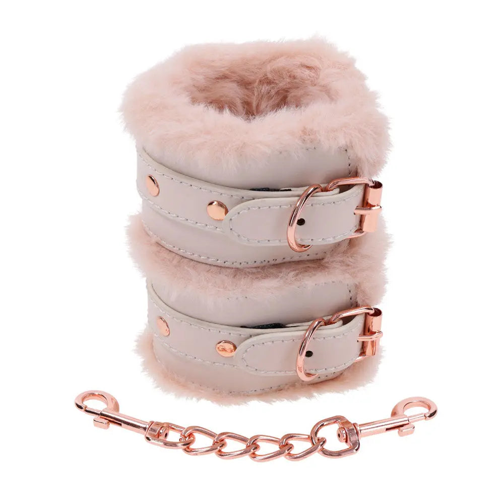 Sex & Mischief Peaches n CreaMe Fur Handcuffs - Peach Restraints Sportsheets Discreet Intimate Essentials.