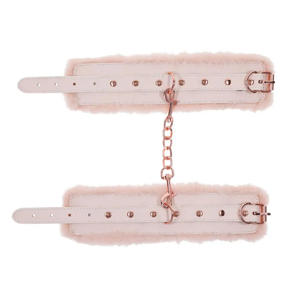 Sex & Mischief Peaches n CreaMe Fur Handcuffs - Peach Restraints Sportsheets Discreet Intimate Essentials.