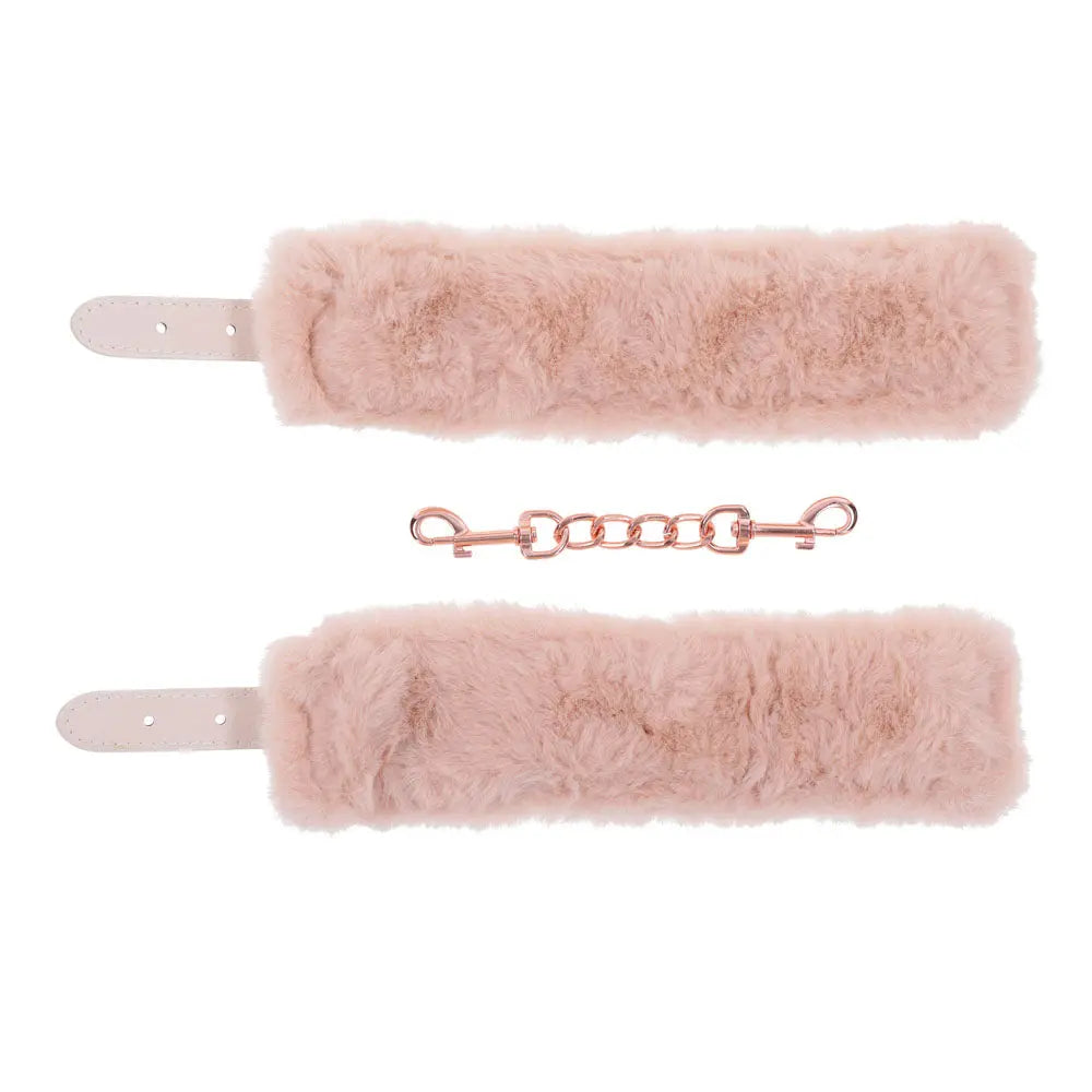 Sex & Mischief Peaches n CreaMe Fur Handcuffs - Peach Restraints Sportsheets Discreet Intimate Essentials.