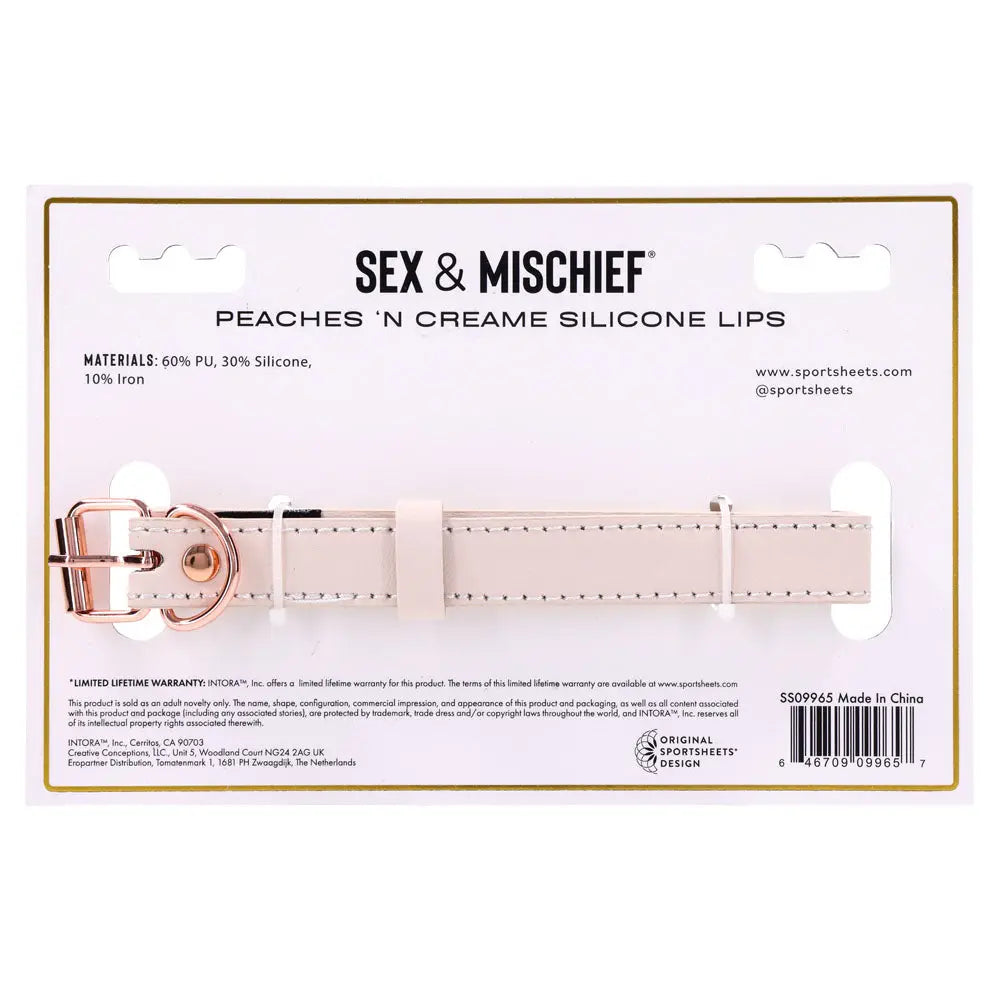 Sex & Mischief Peaches n CreaMe Silicone Lips - Peach Mouth Restraint Sportsheets Discreet Intimate Essentials.