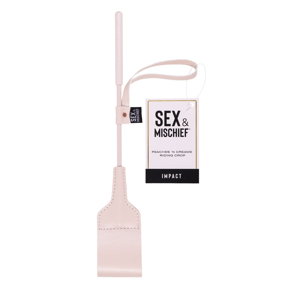 Sex & Mischief Peaches n CreaMe Riding Crop - Peach 30 cm Crop Whip with a soft faux leather design and impact tag